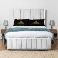 UK Bed Furniture Seoul Wingback Divan Bed Base with 54 Inch Headboard - No Storage in White | Size: Single