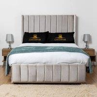 UK Bed Furniture Arizona Wingback Divan Bed Base with 54 Inch Headboard - No Storage in Silver | Size: Double
