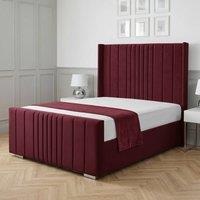 Living Comfort Bedz Cambridge Wingback Ottoman Gas Lift Storage Bed with 48 Inch Headboard in Maroon | Size: Double