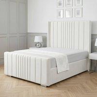Living Comfort Bedz Cambridge Wingback Ottoman Gas Lift Storage Bed with 48 Inch Headboard in White | Size: King