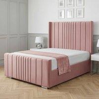 Living Comfort Bedz Cambridge Wingback Ottoman Gas Lift Storage Bed with 48 Inch Headboard in Pink | Size: Small Double