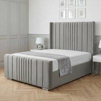 Living Comfort Bedz Cambridge Wingback Ottoman Gas Lift Storage Bed with 48 Inch Headboard in Grey | Size: Single