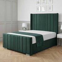 Living Comfort Bedz Cambridge Wingback Ottoman Gas Lift Storage Bed with 48 Inch Headboard in Green | Size: Small Double