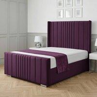 Living Comfort Bedz Cambridge Wingback Ottoman Gas Lift Storage Bed with 48 Inch Headboard in Purple | Size: King