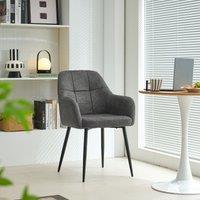 SONARA Modern Single Dining Chair with Plush Chenille Fabric in Dark Grey