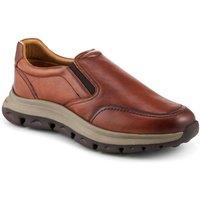Pavers Men's Wide Fit Leather Elasticated Slip On Shoes in Tan | Size: 11
