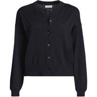 Lands' End Women's Plus Fine Gauge Cropped Cotton Cardigan in Black | Size: 28-30