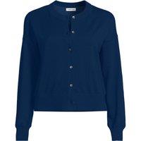 Lands' End Women's Plus Fine Gauge Cropped Cotton Cardigan in Navy | Size: 20-22