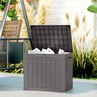 OUTSUNNY 93L Plastic Garden Storage Box, Storage Container w/ Handles in Dark Grey