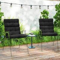 OUTSUNNY 2pc Outdoor Seat Cushion with Backrest, Ties, for Garden, Black