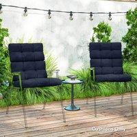 OUTSUNNY 2pc Outdoor Seat Cushion with Backrest, Ties, for Garden, Dark Blue
