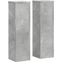 Berkfield Home Plant Stand 2pcs Concrete Grey 17x17x60 cm Engineered Wood | Size: 17 x 17 x 60 cm