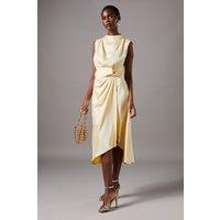 Coast Women's Satin Midi Dress With Twist Waist in Lemon | Size: 10