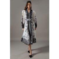 Coast Women's Border Printed Organza Shirt Dress in Mono | Size: 14