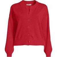 Lands' End Women's Fine Gauge Cropped Cotton Cardigan in Red | Size: 14-16