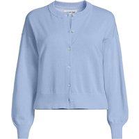 Lands' End Women's Fine Gauge Cropped Cotton Cardigan in Blue | Size: 14-16