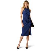 Adrianna Papell Women's Halter Ruffle Midi Dress in Navy | Size: 16