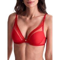 Aubade Women's Sheer Emotion Triangle Plunge Bra in Red | Size: 40D