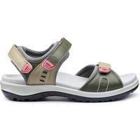 Hotter Women's Wide Fit 'Walk II' Sandals in Khaki | Size: 6