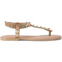 Carvela Women's 'Amalfi T Bar Flat Sandal' Suede Sandals in Camel | Size: 4