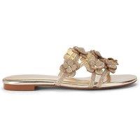 Carvela Women's 'Petalo Flat Sandal' Fabric Sandals in Gold | Size: 3