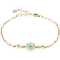 Latelita Women's Evil Eye Round Mother Of Pearl Gemstone Bracelet Gold in White