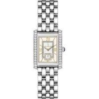 VON BREYER Women's Rosewood Watches Silver Watch with Diamond-Set Bezel in a Luxury Red Presentation Box