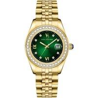 VON BREYER Women's Eterna Diamond Watches Diamond Set Dial & Crystal Studded Case in a Luxury Red Presentation Box in Dark Green