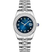 VON BREYER Women's Eterna Diamond Watches Diamond Set Dial & Crystal Studded Case in a Luxury Red Presentation Box in Blue