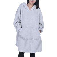 Smart Living Women's Oversized Borg Blanket Hoodie - Ultra Soft & Warm Loungewear in Light Grey