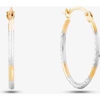T.H.Baker Women's 9ct Two Colour Gold Oval Hoop Earrings 2.53.9119