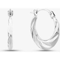 T.H.Baker Women's 9ct White Gold Twist Creole Hoop Earrings 5.53.3799 in Silver
