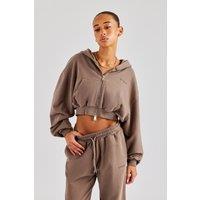 Cernucci Women's C Cropped Zip Through Hoodie - Taupe | Size: Large