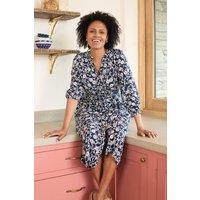 Lily & Me Women's Leoni Soft Circular Print Viscose Bracelet Length Sleeve Shirt Dress in Navy | Size: 10
