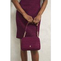 Hobbs London Women's Milan Sequin Tweed Clutch Bag in Aubergine