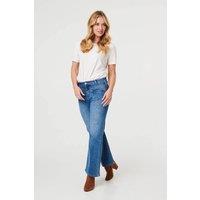 Izabel London Women's Heart Pocket Detail Straight Leg Jeans in Blue | Size: 10