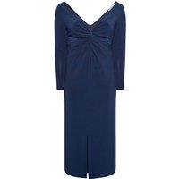 Yours Women's Knot Front Maxi Dress in Mid Navy | Size: 18