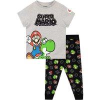 Super Mario Boy's Mario & Yoshi Pyjamas in Grey | Size: 8-9 Years