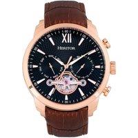 Heritor Automatic Men's Arthur Semi-Skeleton Leather-Band Watch with Day & Date in Rose Gold