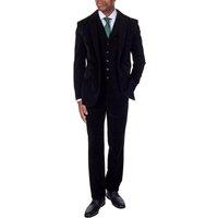 XPOSED Men's Corduroy Tailored Fit Suit - Versatile 3 Piece Ensemble in Black | Size: 44R
