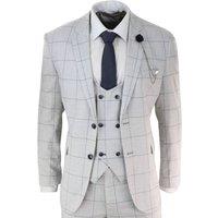 Infinity Leather Men's 3 Piece Check Tweed Vintage Retro Classic Suit in Grey | Size: 40R