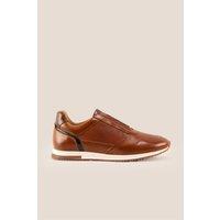 Oswin Hyde Men's Colt Smart Leather Trainers in Tan | Size: 10