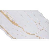 Living and Home 10pcs White Marbled Self-Adhesive Wall Stickers with Gold Veins, 30 x 60cm | Size: 30 x 60 cm
