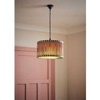 ValueLights Rae Pleated Stripe Neutral Drum Easy Fit Ceiling Light Lamp Shade in Natural | Size: Small
