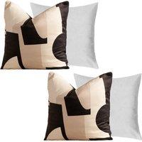 OHS 2 x Abstract Velvet Print Filled Cushion Covers in Black | Size: 45 cm x 45 cm