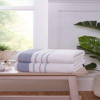 Rapport Home Azure Stripe Pure Cotton Face, Hand, Bath Towel & Bath Sheet Set in Cool White
