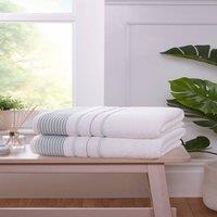 Rapport Home Azure Stripe Pure Cotton Face, Hand, Bath Towel & Bath Sheet Set in Soft White