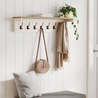 VonHaus Hallway 7 Double Coat Hooks Wall Mounted with Shelf in Cream | Size: 1 Pack
