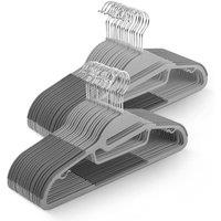 Keplin 50 Pack Non-Slip Hangers - Durable, Slimline Design with 360 Swivel in Dark Grey