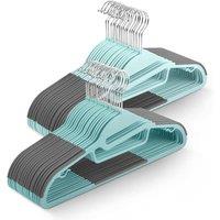 Keplin 50 Pack Non-Slip Hangers - Durable, Slimline Design with 360 Swivel in Teal
